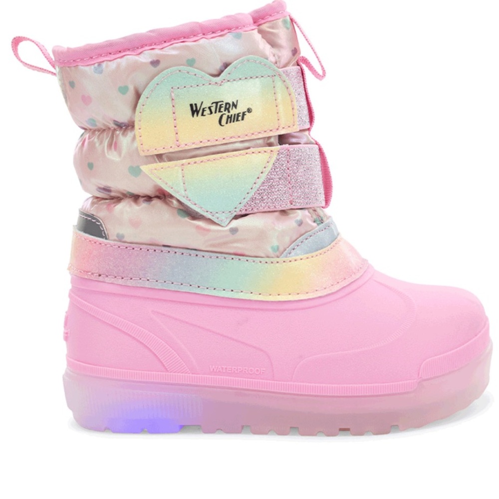 Western Chief Light Up Pink Insulated Snow Boots Size 8T NWT
